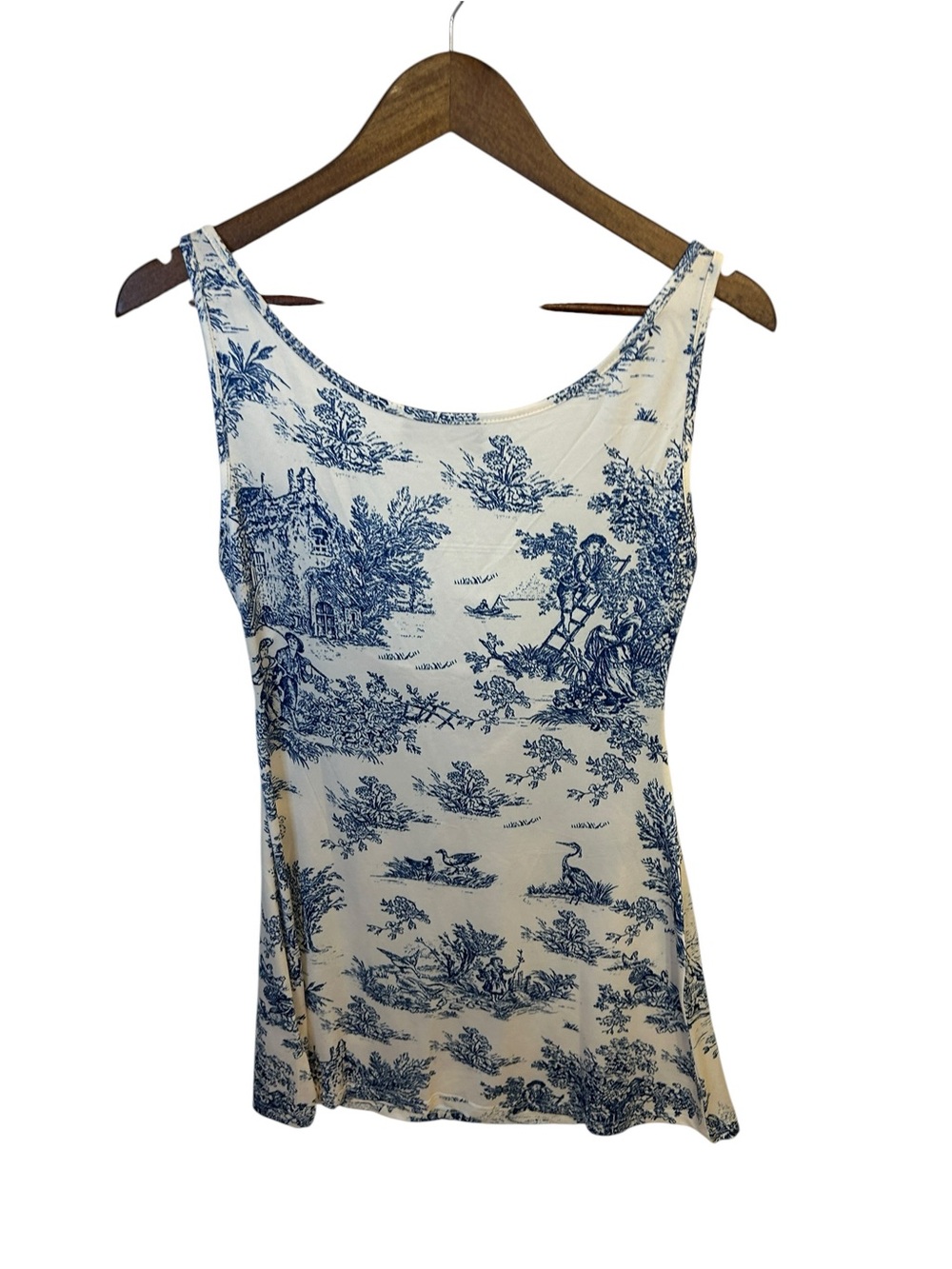 Cider White and Blue Toile Mini Dress - Picture 3 of 6